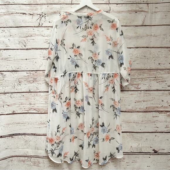 TORRID White Floral Chiffon Hi Low Babydoll Tunic Sz 2 - Picture 4 of 7